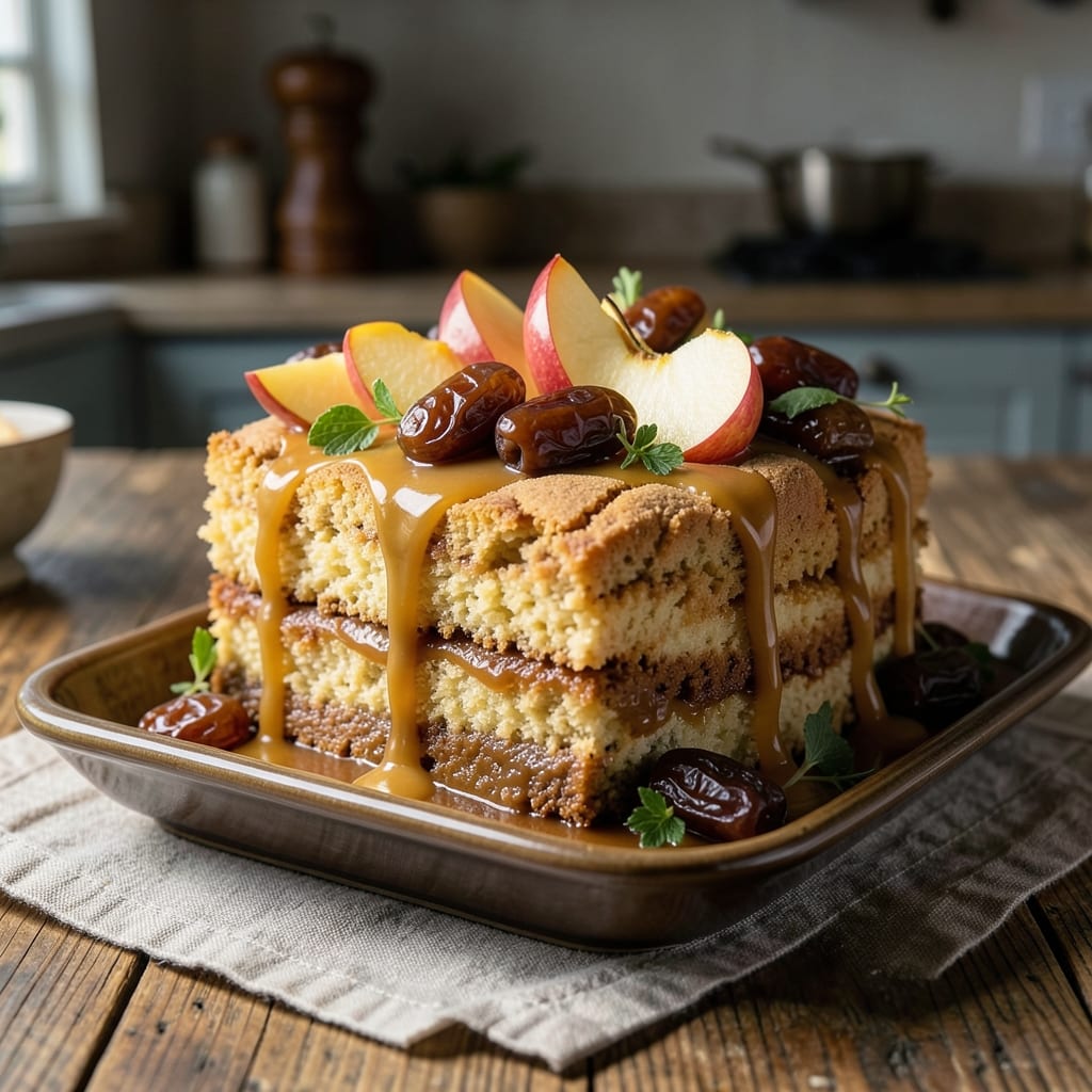 Apple Date Caramel Cake Recipe: Triple-Layered Richness with Spiced Drizzle
