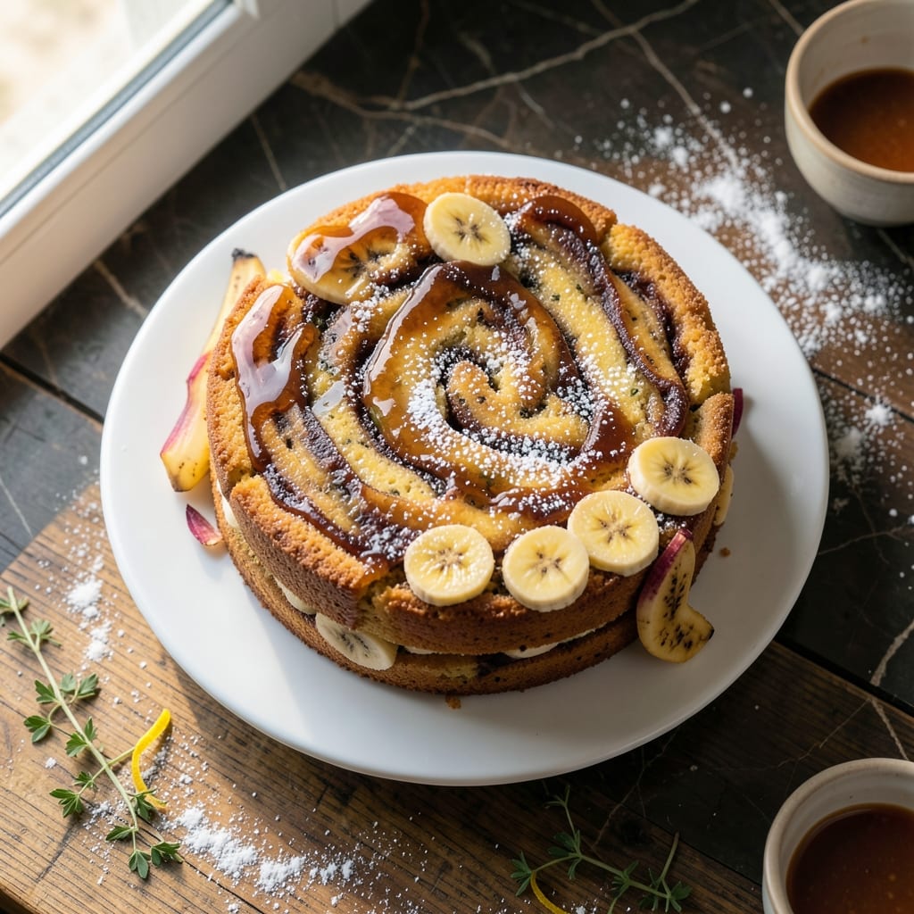 Banana Ogura Cake Recipe: Crispy Celery Crust Meets Silky Yogurt Streaks