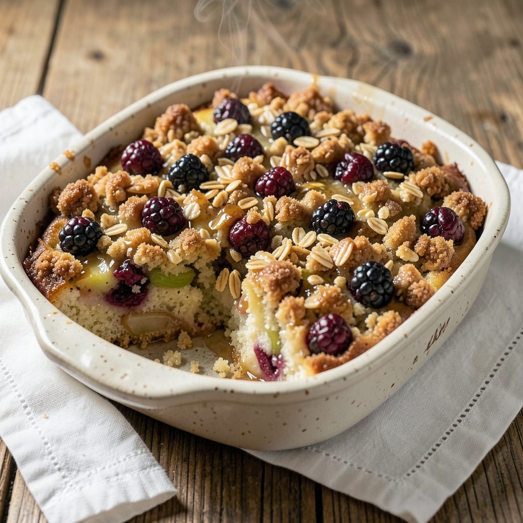 Apple and Blackberry Crumble Cake Recipe: Buttery Topping Meets Juicy Fruit Filling