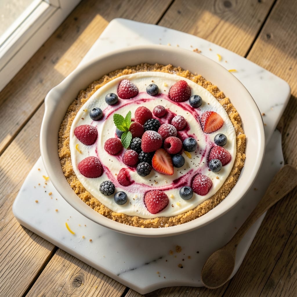 Baked Mixed Berry Cheesecake Recipe: Juicy Berries Bursting in Silky Cream