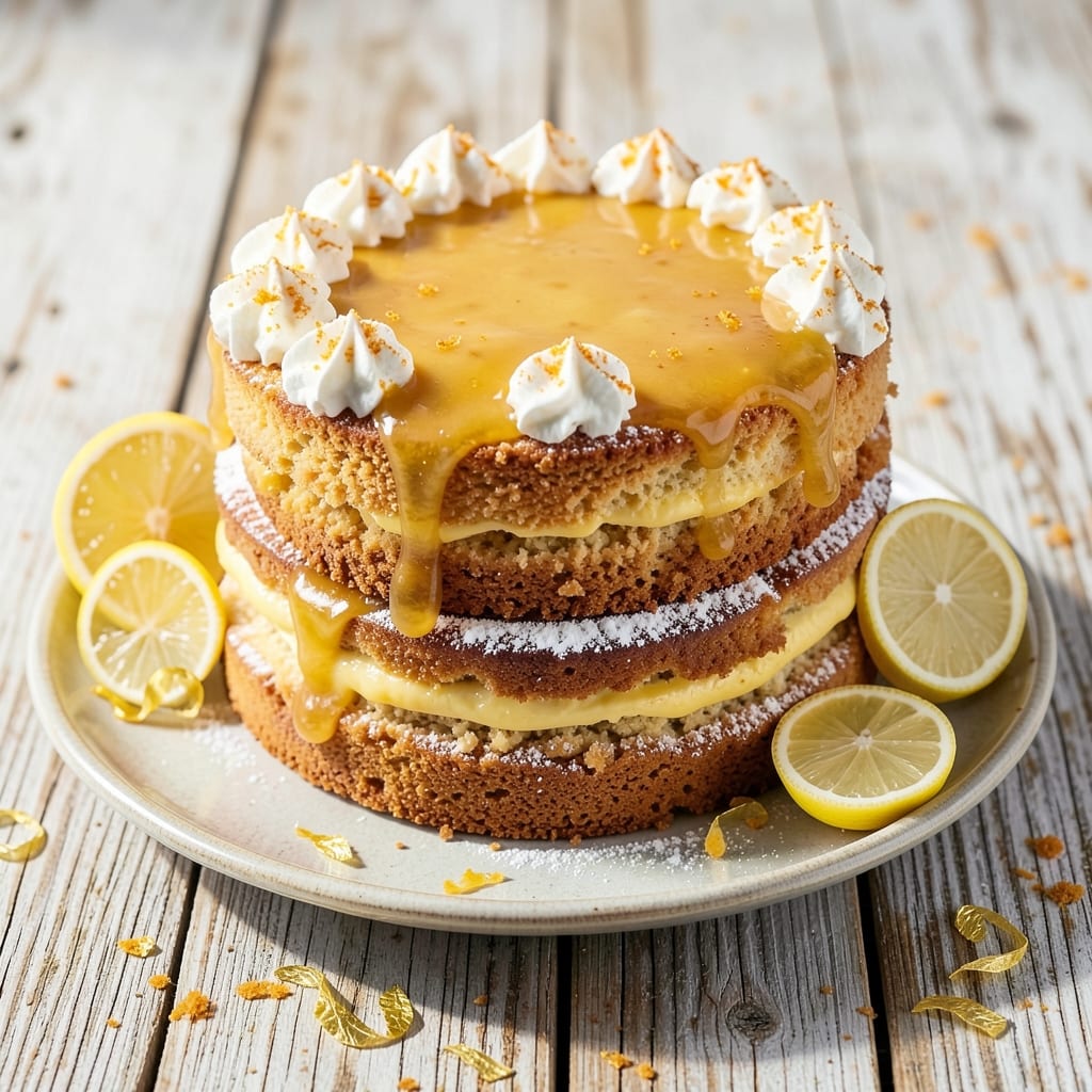 Amalfi Coast Lemon Cake Recipe: Zesty Citrus Layers with Almond Crunch Topping