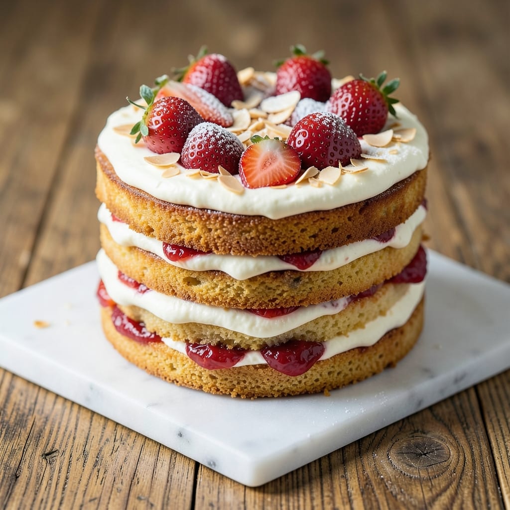 Ambrosia Fresh Strawberry Cake Recipe: Crispy Celery Crust Meets Silky Yogurt Streaks