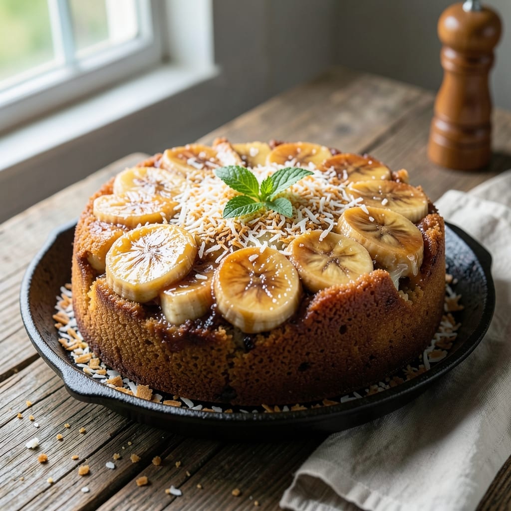 Banana Coconut Upside Down Cake Recipe: Caramelized Top With Tropical Layers