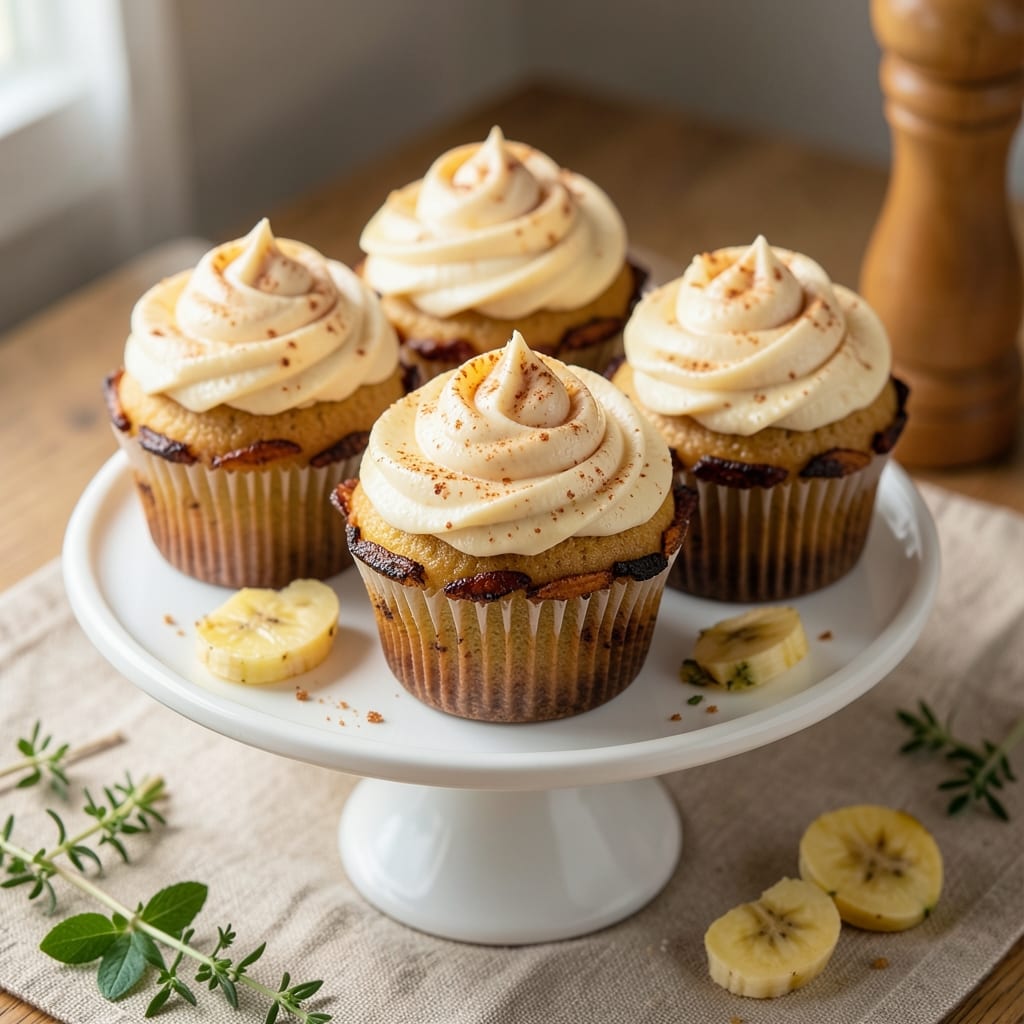 Banana Cream Cupcakes Recipe: Swirled Vanilla Frosting and Smooth Banana Pudding Filling