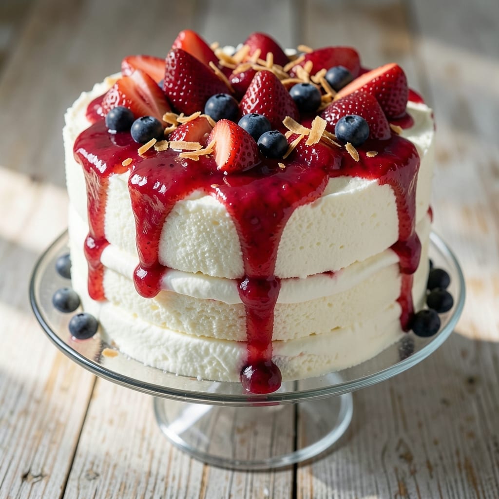 Angel Food Cake Recipe for 4th of July: Patriotic Red, White, and Blue Swirls