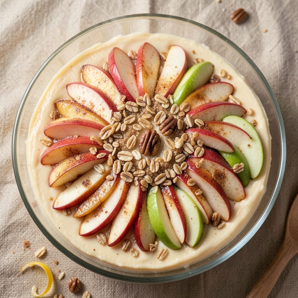 Apple Crisp Cheesecake No-Bake Recipe: Warm Spice Crunch Meets Silky Yolk Rivers